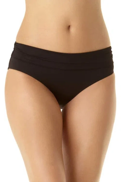 Anne Cole Live In Color Textured High Waist Swim Bottom In Black
