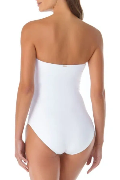 Anne Cole Twist Front Shirred Bandeaukini In White