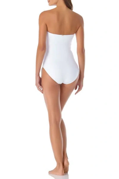 Anne Cole Twist Front Shirred Bandeaukini In White