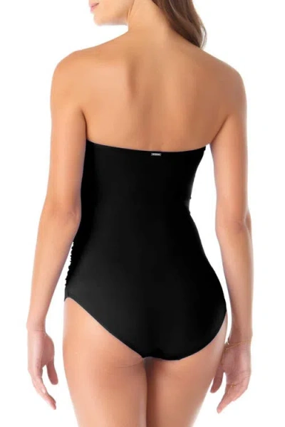 Anne Cole Twist Front Shirred One Piece Swimsuit In Black