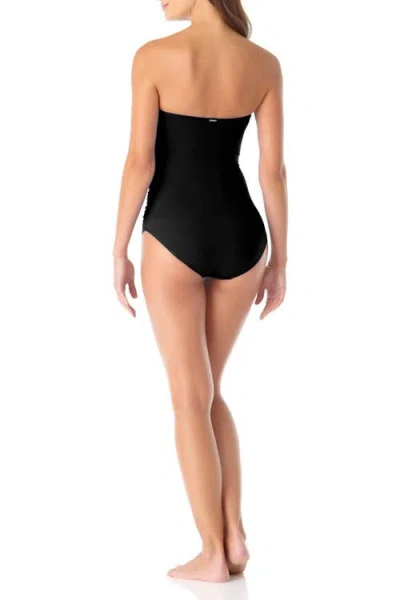 Anne Cole Twist Front Shirred One Piece Swimsuit In Black