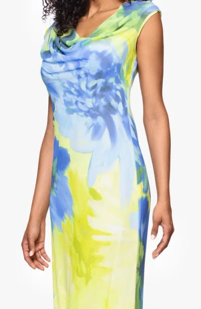 Betsy & Adam Petite Chiffon Cowlneck Sheath Dress In Citrine