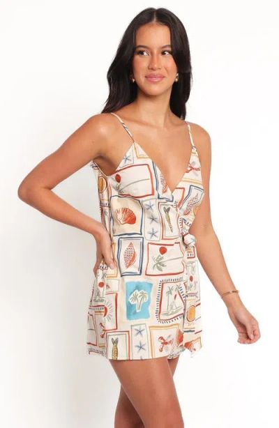 Petal And Pup Petal & Pup Sardinia Print Cotton Wrap Romper In Multi