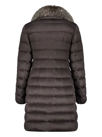 Moorer Zip And Snap Button Fastening Down Jacket In Brown