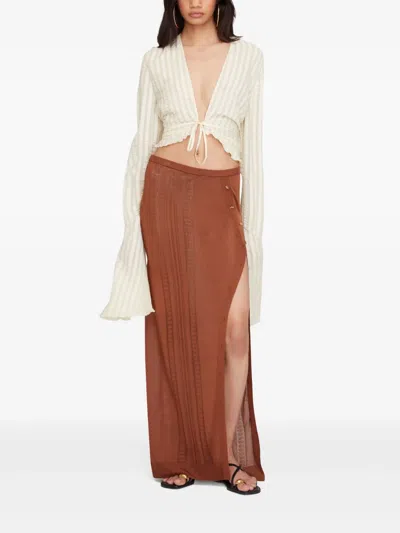 Donde Esteban Silk Cropped Blouse In Neutrals