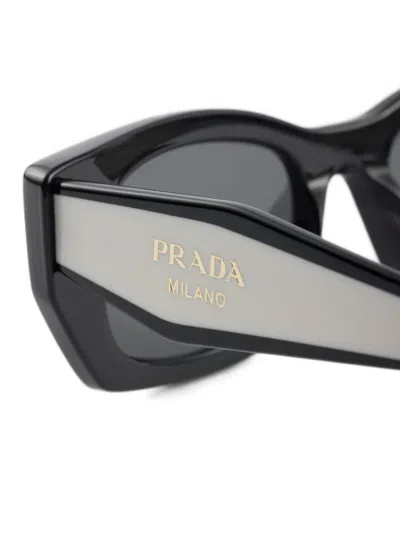 Prada Dark Grey Rectangular Ladies Sunglasses Pr B05s 09q08z 53 In Black