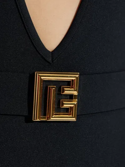 Balmain Pb Labyrinth One-piece Swimsuit In Black