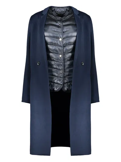 Moorer Coat With Removable Inner Vest In Blue