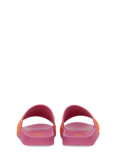Shop Versace Jeans Couture Slide Sandal With Logo In Pink