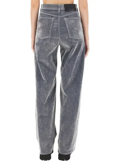 Msgm High-rise Wide-leg Trousers Contrast Stitching In Grey
