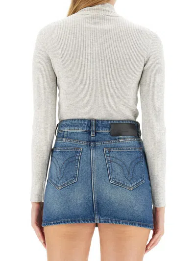 Maison Kitsuné Slim-fit High Neck Jersey In Grey