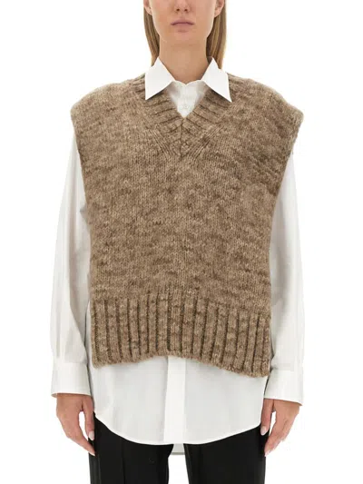Maison Margiela Botanical Dye Knit Vest In Brown