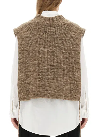 Maison Margiela Botanical Dye Knit Vest In Brown