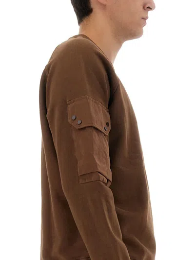 Ten C Logo Crew Neck Sweater In Brown