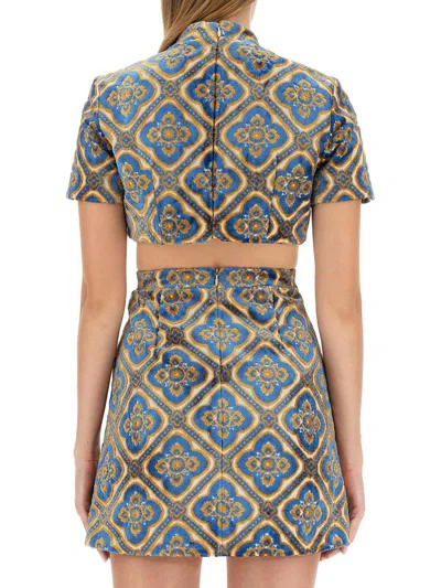 Etro Cropped Top Set High Neckline In Multicolour