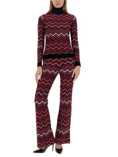 Shop Missoni Flare Fit Pants In Multicolour