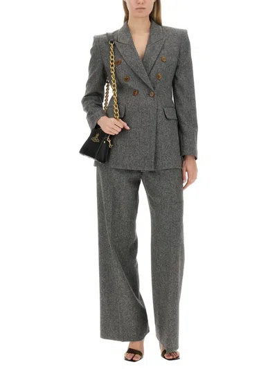 Vivienne Westwood Tailored Straight Wool Pants In Grey