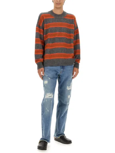 Amish Striped Crewneck Jumper In Multicolour