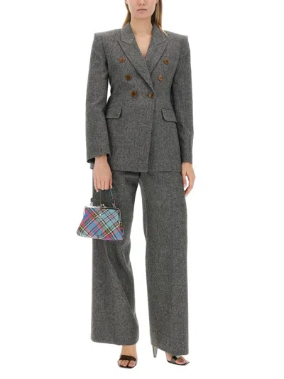Vivienne Westwood Double-breasted Wool Jacket With Contrasting Buttons In Multicolour