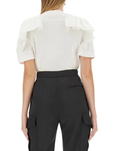 Alexander Mcqueen Alexander Mc Queen T Shirt With Ruffles In White