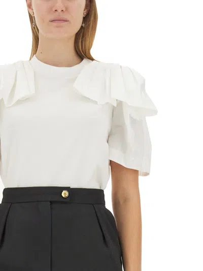 Alexander Mcqueen Alexander Mc Queen T Shirt With Ruffles In White