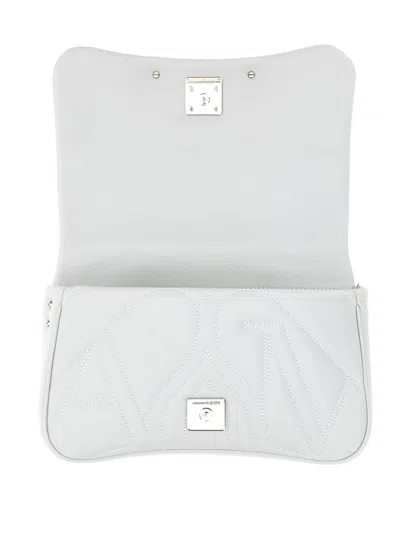 Alexander Mcqueen Alexander Mc Queen Seal Logo Small Leather Crossbody Bag In Grey