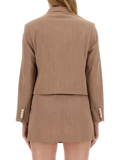Alysi Lapel Long-sleeved Suit Jacket In Brown