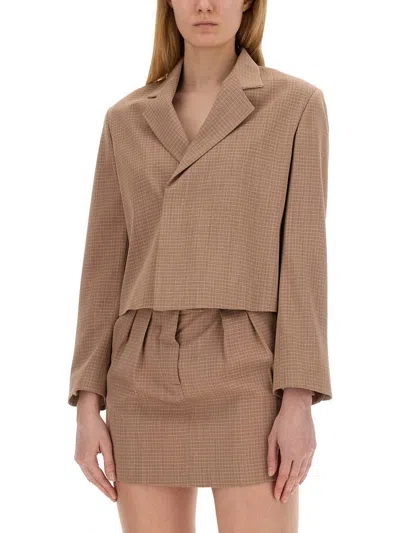 Alysi Lapel Long-sleeved Suit Jacket In Brown