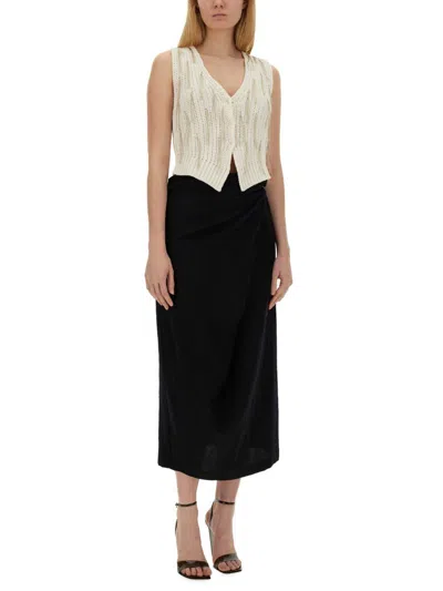 Alysi Draped Knot-detail Midi Skirt In Black