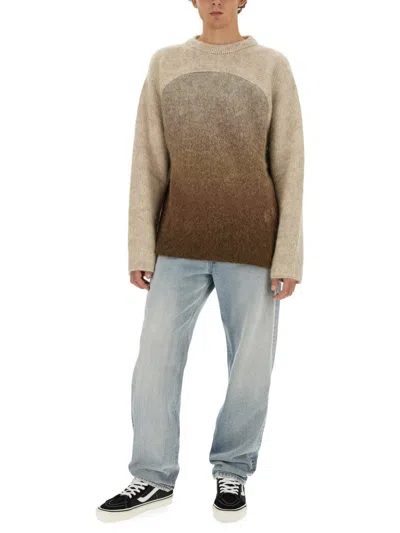 Erl Gradient Mohair Blend Knit With Relaxed Silhouette In Brown