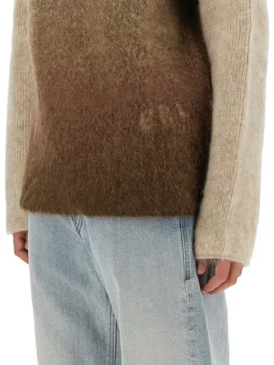 Erl Gradient Mohair Blend Knit With Relaxed Silhouette In Brown