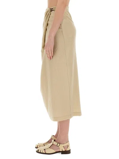 Alysi Wrap-effect Midi Skirt In Beige