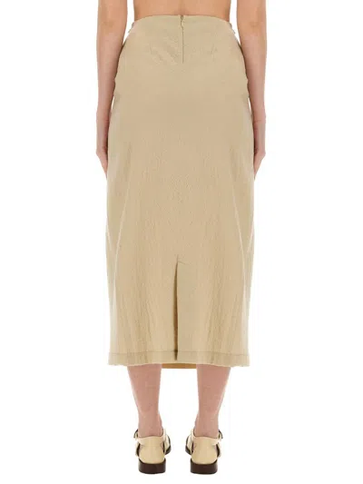 Alysi Wrap-effect Midi Skirt In Beige