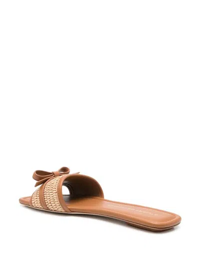 Stuart Weitzman Slide Sandals With Bow Detail In Brown