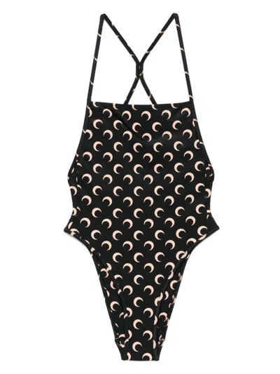 Marine Serre Moon-printed Swimsuit In Blue