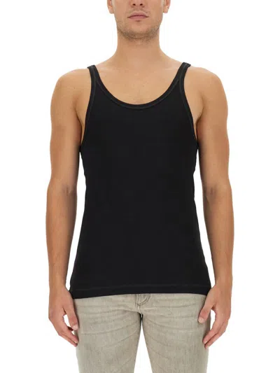 Dolce & Gabbana Fine-rib Washed Cotton Singlet In Black