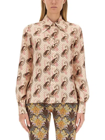 Etro Paisley Printed Silk Charmeuse Shirt In Multicolour