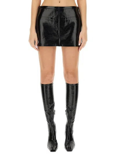 Courrèges Black Mini Skirt With Structured Silhouette In Black