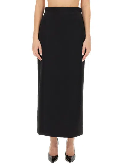 Lanvin Elegant Long Skirt With Subtle Back Slit In Black