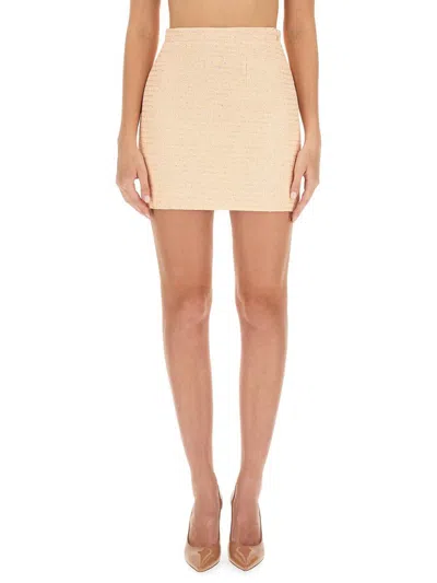 Alessandra Rich High-waisted Slim Fit Tweed Skirt In Yellow
