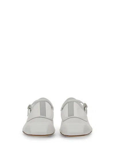 Aeyde Round Toe Ballerina Shoes With Contrast Piping In White