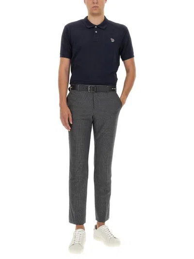 Shop Ps By Paul Smith Ps Paul Smith Polo Shirt With Zebra Patch In Blue