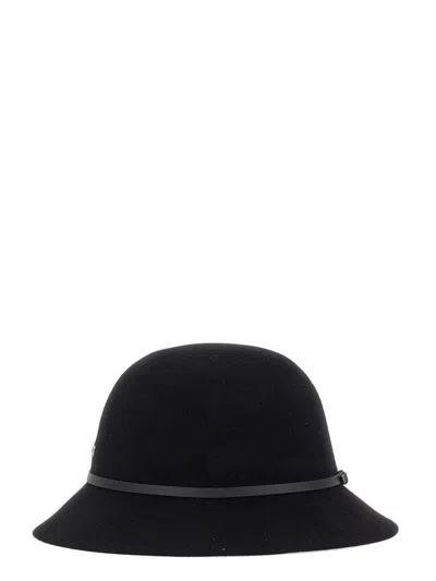 Helen Kaminski Wool Bucket Hat With Leather Trim In Black