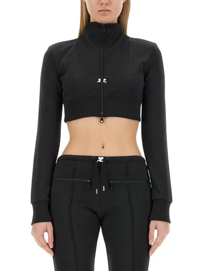 Courrèges Courreges Woman Sweatshirt Woman Black Sweatshirts In Black