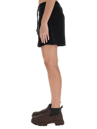Ganni Logo Organic Cotton Shorts In Black