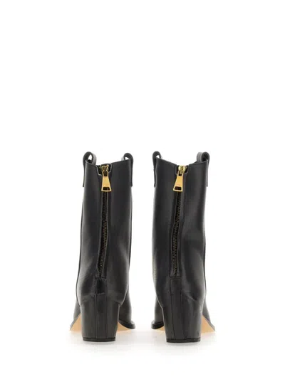 N°21 Pointed Toe Leather Boots With Block Heel In Black
