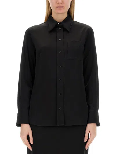 Lanvin Crepe De Chine Shirt With Button-down Front In Black