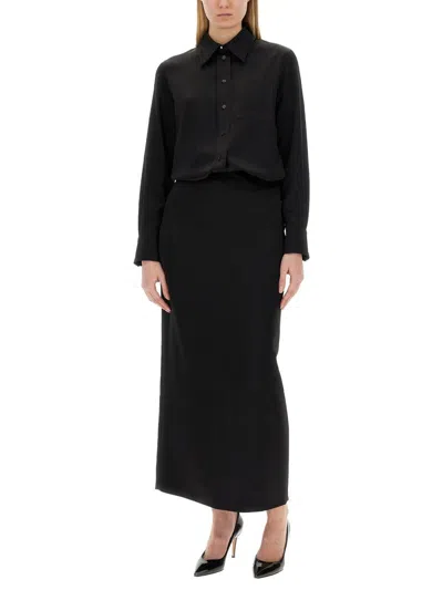 Lanvin Crepe De Chine Shirt With Button-down Front In Black