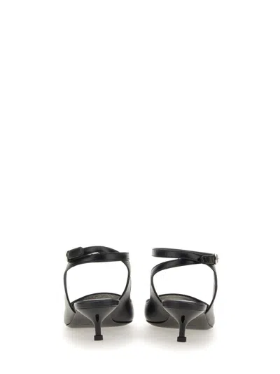 Alexander Mcqueen Black Leather Sandals With Kitten Heel In Black