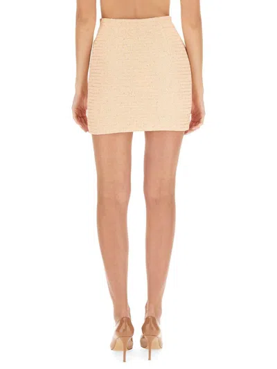 Alessandra Rich High-waisted Slim Fit Tweed Skirt In Yellow